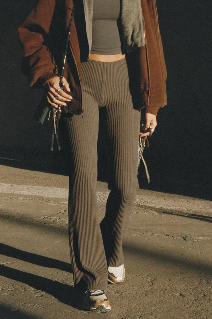 Plush Ribbed Flare Pant